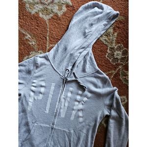 Victoria's Secret LOVE‎ PINK Hoodie Sweatshirt Zip MEDIUM Zippered GRAY